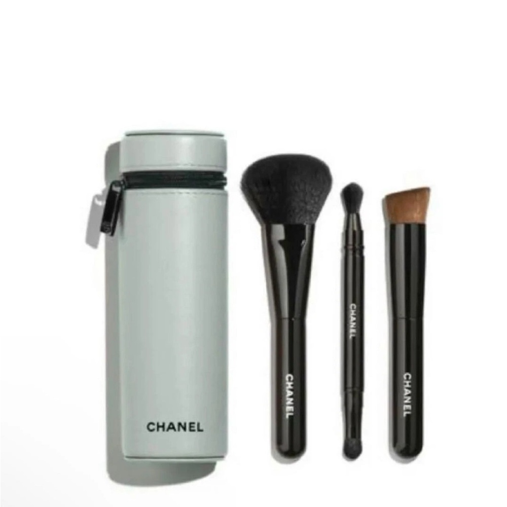 Chanel Limited Edition Makeup Brush Set with Leather Case